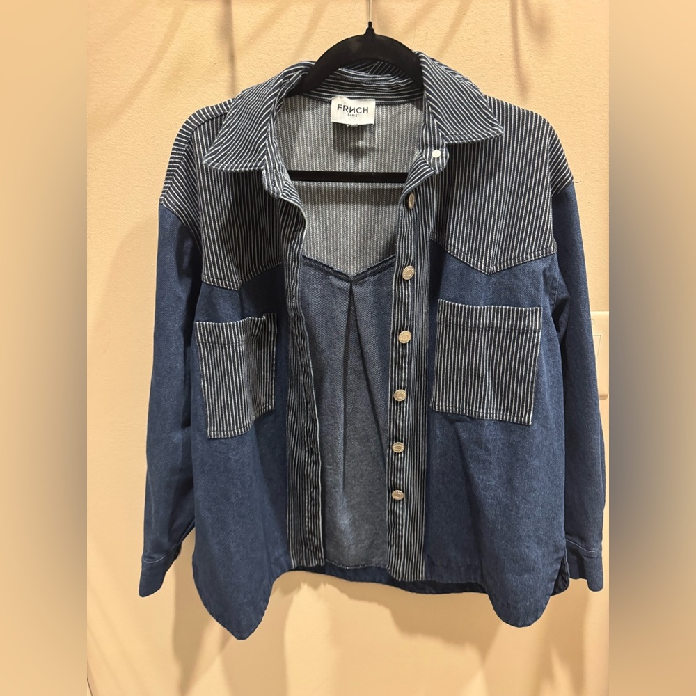 FRNCH striped denim shirt jacket - S